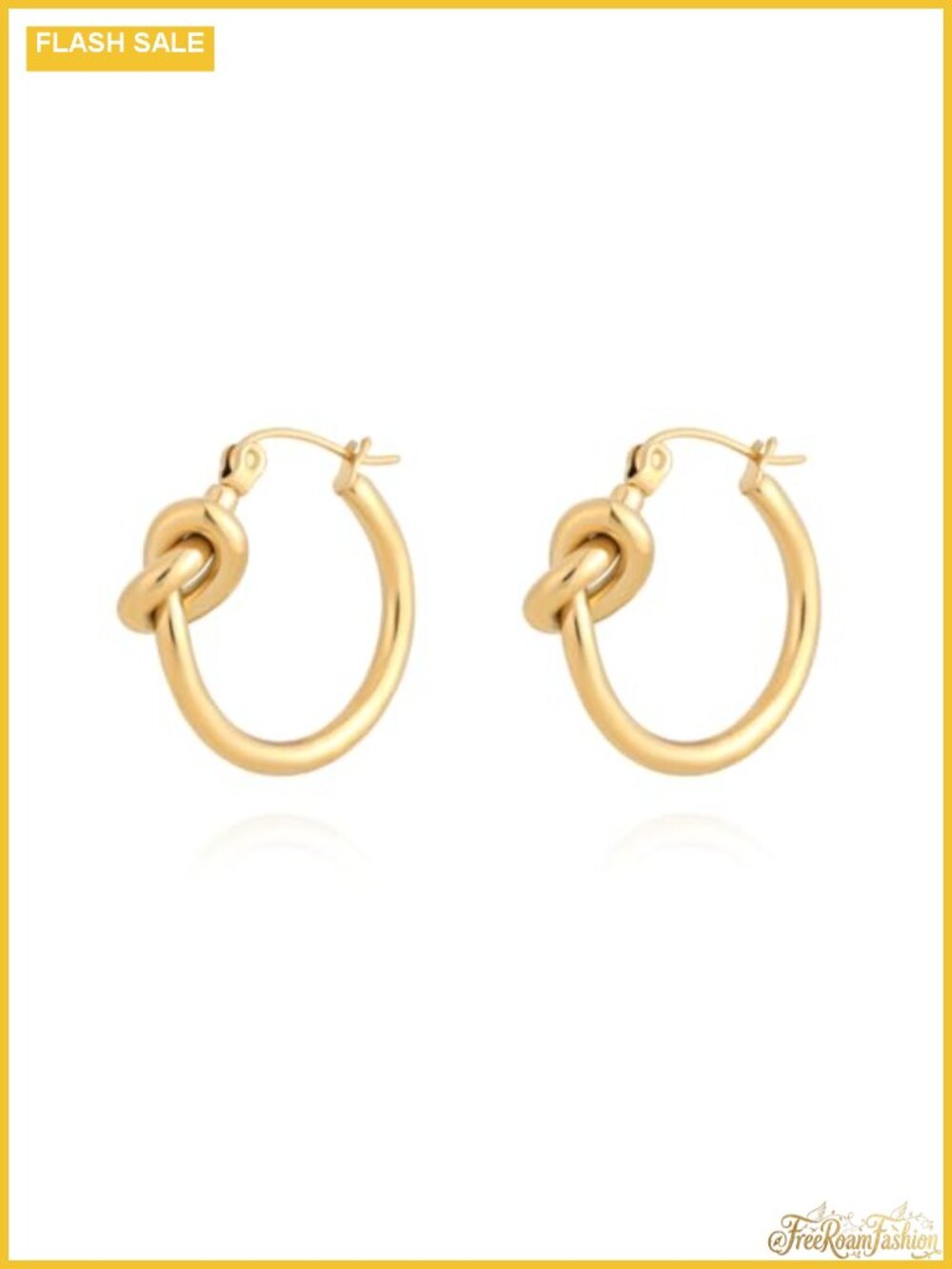 14K Gold Plated Stainless Steel Knot Hoop Earrings for Women Huggie